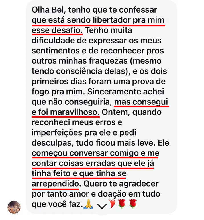 Depoimento de uma mãe via WhatsApp